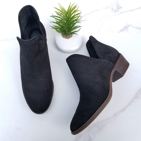 Baley Perforated Booties Black Suede 